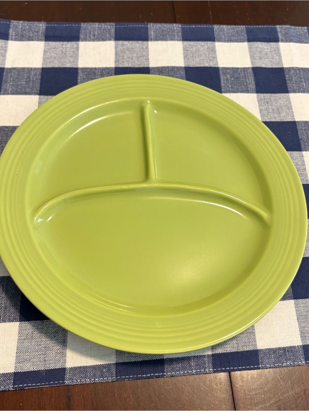 Fiestaware  Divided Dinner Plate, Grill Plate, lime? Lemongrass?
